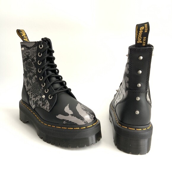 New Dr Martens Animal Print Smooth Leather Studded Jadon Bootie 6 - Picture 3 of 11